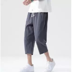 남자 면 린넨바지 밴딩 린넨 7부 팬츠 여름바지 아웃도어 운동복