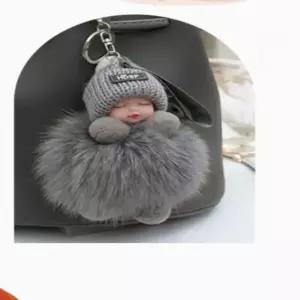 리얼 인형 여우 퍼 장식 고리 열쇠 가방 인형 가방장식