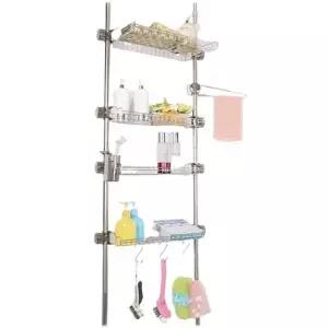 [콩심팥심]선반 봉 욕실수납장 4단400 스텐 샴푸거치대 화장실
