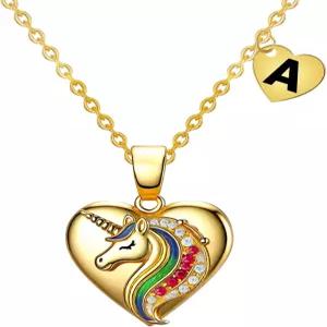 여자들을 위한 귀여운 이니셜 목걸이 청소년 프리틴을 컬러풀한 CZ 하트 펜던트 를 맞춤형 리틀 소녀