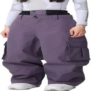 스노우엘브 여성 스키 팬츠 남성 방수 단열 배기 스노우 루즈 카고 스노보드 겨울 아웃도어