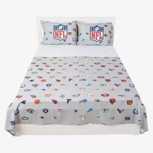 모든 팀 로고 침구 세트를 반복하는 FOCO NFL 얼티밋 팬 2장 베개 케이스 정식 또는 트윈 공식 라이선스