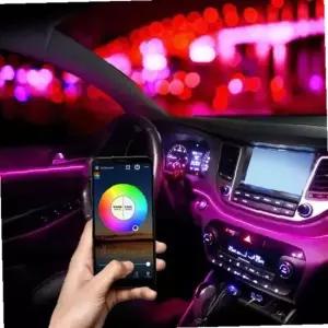 12V 차량용 블루투스 RGB 광섬유 엠비언트 무드등 6M