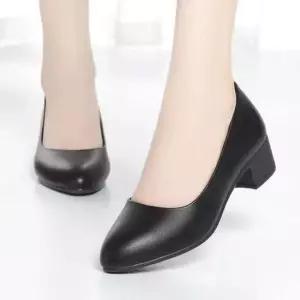 발 편안한 검정 구두 굽낮은 슈즈 블랙 펌프스 정장용 플랫슈즈