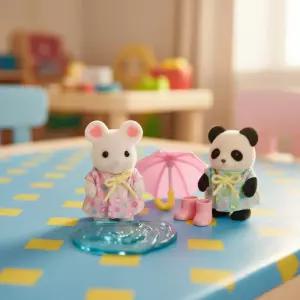 실바니안 패밀리 단짝 아기친구들의 비오는날 산책 소꿉놀이 장난감 미니어처 피규어 인형 수집