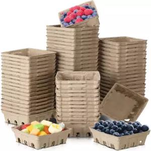 제하오 150개 천연 펄프 섬유 베리 바구니 음료 컵받침 통풍 농산물 용기 농부들이 주방 용품 매장용 딸기