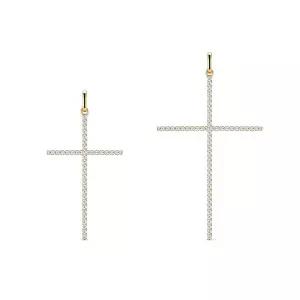 [도로시] 14k 모던 랩 다이아몬드 볼륨 십자가 펜던트(대)