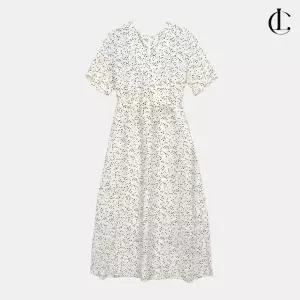 엘케이트 여성 쉬폰 여리여리 뒷지퍼 반팔 롱 도트 드레스 LCM030