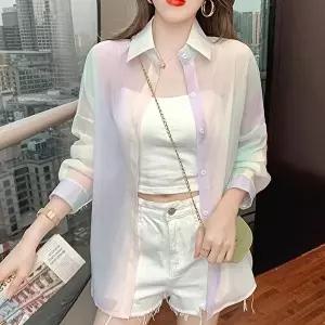 파스텔 컬러 카라 셔츠 가디건 루즈핏 긴팔 (KYR-WFFT84D)