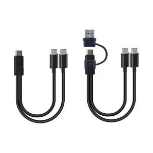 5V 듀얼 USB C 멀티 타입 분배기 코드 20cm 짧은 2 in 1 유형 두 장치 충전기용 마이크로 충전 케이블