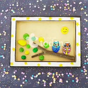 [문구티쳐] 조약돌과 부엉이 액자만들기 5인세트 클레이 작품 만들기 점토 액자 diy