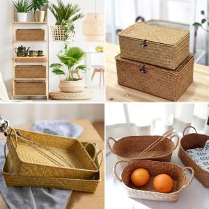 공간안애 해초 바구니(라탄바구니)/수납함/보석함/ 리빙 박스/라탄트레이