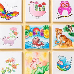 [문구티쳐] 민화샵 캔버스 액자 만들기 (무지/도안) 패브릭 유화그리기 색칠하기 diy 만들기