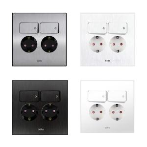 벨로)스위치부착 2구 콘센트 위너스 배선기구 스위치