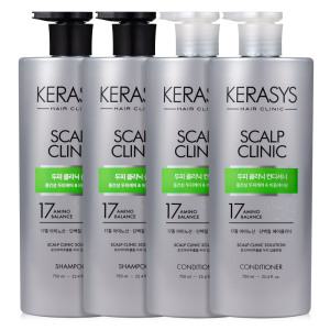 케라시스 샴푸 린스 대용량 4개 두피 클리닉 데미지 /3000ml 쿨링 두피스케일링 지성 비듬 샴프대용량