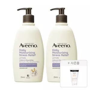 아비노 데일리모이스쳐라이징 스트레스릴리프 바디로션 354ml, 2개+증정(뉴트로지나 아크네 폼 10g, 1개)