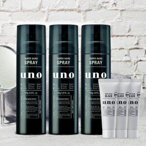 [우노] 수퍼 하드 스프레이 170g 3개 + 휩 워시 블랙 30ml 3개