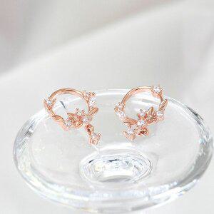 [미니아트] 14K GF 리스 꽃 로즈 골드 필드 핀 금 침 패션 귀걸이 JT192