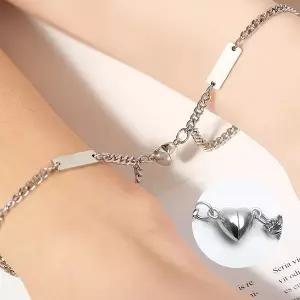 [스마트보이]1+1 마그넷 하트 이니셜 무료각인 커플팔찌 B0576w