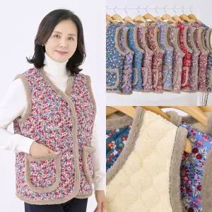 엄마옷 마미소 따시따시 꽃 조끼 촌캉스 꽃무늬 김장 누빔 퀼팅 할머니 빅사이즈 40 70 마담 중년 여성 옷