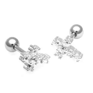 TEP-957 티타늄 십자가 피어싱 귀걸이 무료배송 평생AS