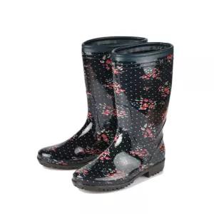 보생 투명 방한 여자 장화 (장미) 미끄럼방지 주방 작업 레인부츠 위생 방수