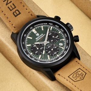 [BENYAR] 국내정품 고급 소가죽 남자 크로노 투톤 손목시계 BP9243WC