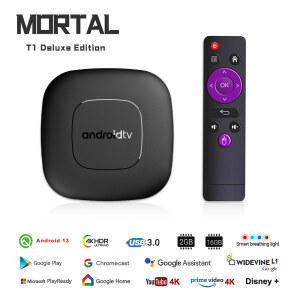 셋톱 박스 HOT Mortal T1 스마트 홈 시어터 TV 블루투스 구글 어시스턴트 안드로이드 13 Allwinner H313 2 4G&5G Wifi 4K HDR10 Netflix
