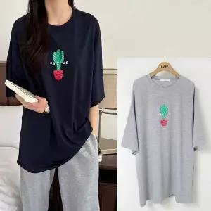 [보리보리/보리맘]선인장 반팔 수유티 부드러운 여름 빅사이즈 수유복 티셔츠 잠옷 ID765