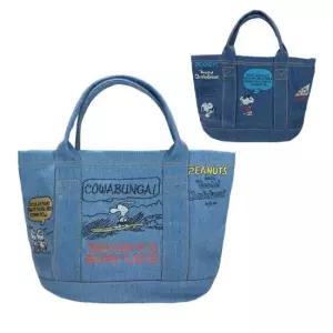 [자체제작] 아이빈 스누피 데님백 캐주얼 데일리 가방 에코백 캔버스백 손가방 미니 토드백