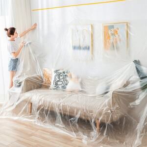 다용도 도배 비닐 비닐막 방습 대형 덮개 4x20M 인테리어 공사 가림막 투명 먼지 커버링테이프