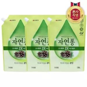 [엘지생활건강]자연퐁 주방세제 솔잎 리필 1.18L x 3개
