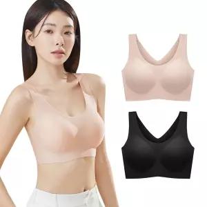 [1+1] 무지 편안한 심리스 노와이어 브라 메쉬 브래지어 컬러2종