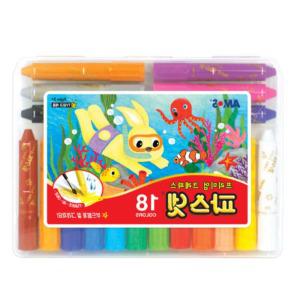 아동 어린이 프리미엄 샤프형 크레파스 돌려쓰는 크레용 18색 세트