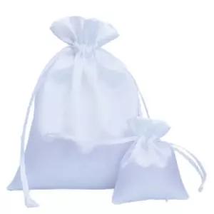 화이트 무지 새틴 주머니 실크 파우치 보자기 복조리 스트링 선물 포장 이너백 더스트백 2p