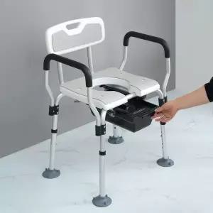[인파로]의자형 간이 변기 노인 환자용 목욕의자 겸용 좌변기 높이조절 이동 화장실 GAM-012T