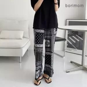[보리보리/보리맘]임산부 페이즐리 와이드 팬츠 복대형 임부복 바지 임부바지 오피스 임부복 CH331