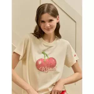 [키르시](대구신세계) 멜로우 스탠다드핏 체리 티셔츠 [라이트 옐로우]