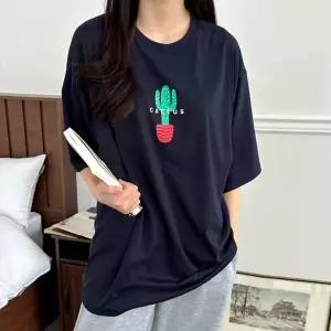 [보리보리/보리맘]선인장 반팔 수유티 부드러운 여름 빅사이즈 수유복 티셔츠 잠옷