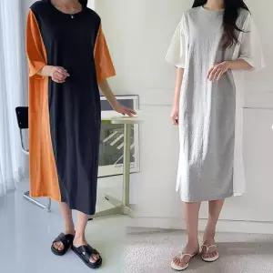 [보리보리/보리맘]투블럭 수유복 여름 수유 원피스 코튼 임산부 홈웨어 잠옷