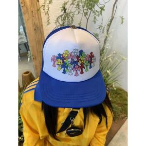 크롬 하츠 프린티드 멀티 크로스 로고 트러커 햇 블루 화이트 멀티