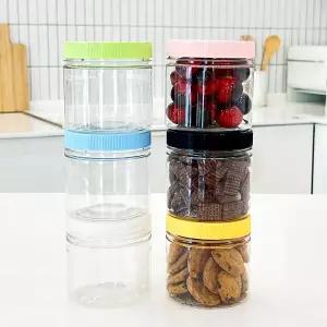 [MIR]미르 팜스 원형 입구넓은 투명 밀폐용기 플라스틱 보관용기 400ml 컬러캡 6P