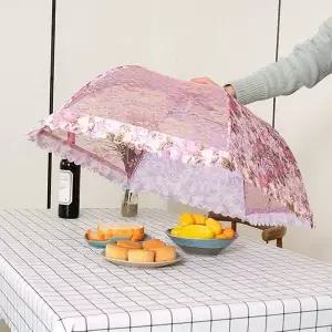 플라워 원터치 밥상보(퍼플) 우산형식탁덮개 (WBFBEF7)