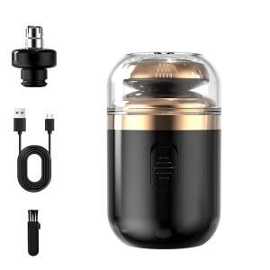 2in1 면도기 전동 360 회전식 Type C 충전 맨즈 전기면도기 콤팩트 초경량 소형 휴대에 편리 저소음 코털제거기포함 고속모터 자동연마 LCD 표시 방수 출장 여행용 선물