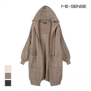 [미센스] 꽈배기패턴 후드넥 롱가디건_MB3YKCMG06Z