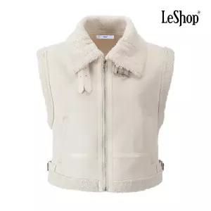 [롯데백화점]르샵 캐주얼 넥 벨티드 비건 무스탕 베스트 BPAVT014A