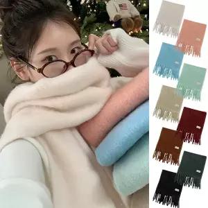 스무드 울 블렌드 헤어리 롱 와이드 머플러 (25M021)