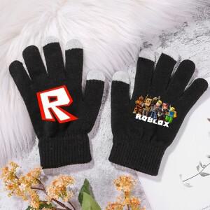 ROBLOX 소년 소녀 장갑 만화 카와이 인쇄 귀여운 손가락 장갑 겨울 따뜻한 장갑 어린이 야외 사이클링 액세