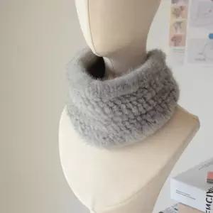 밍크 퍼 넥워머 머플러 심플한 겨울 목도리 헤어밴드 겸용