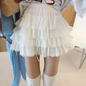 베비 레이스 캉캉 티어드 플리츠 하이웨스트 밴딩 벨루아 겨울 미니스커트 (3color)